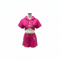 Compleu fete Model PR Roz Fucsia – Hanorac scurt & pantaloni scurți