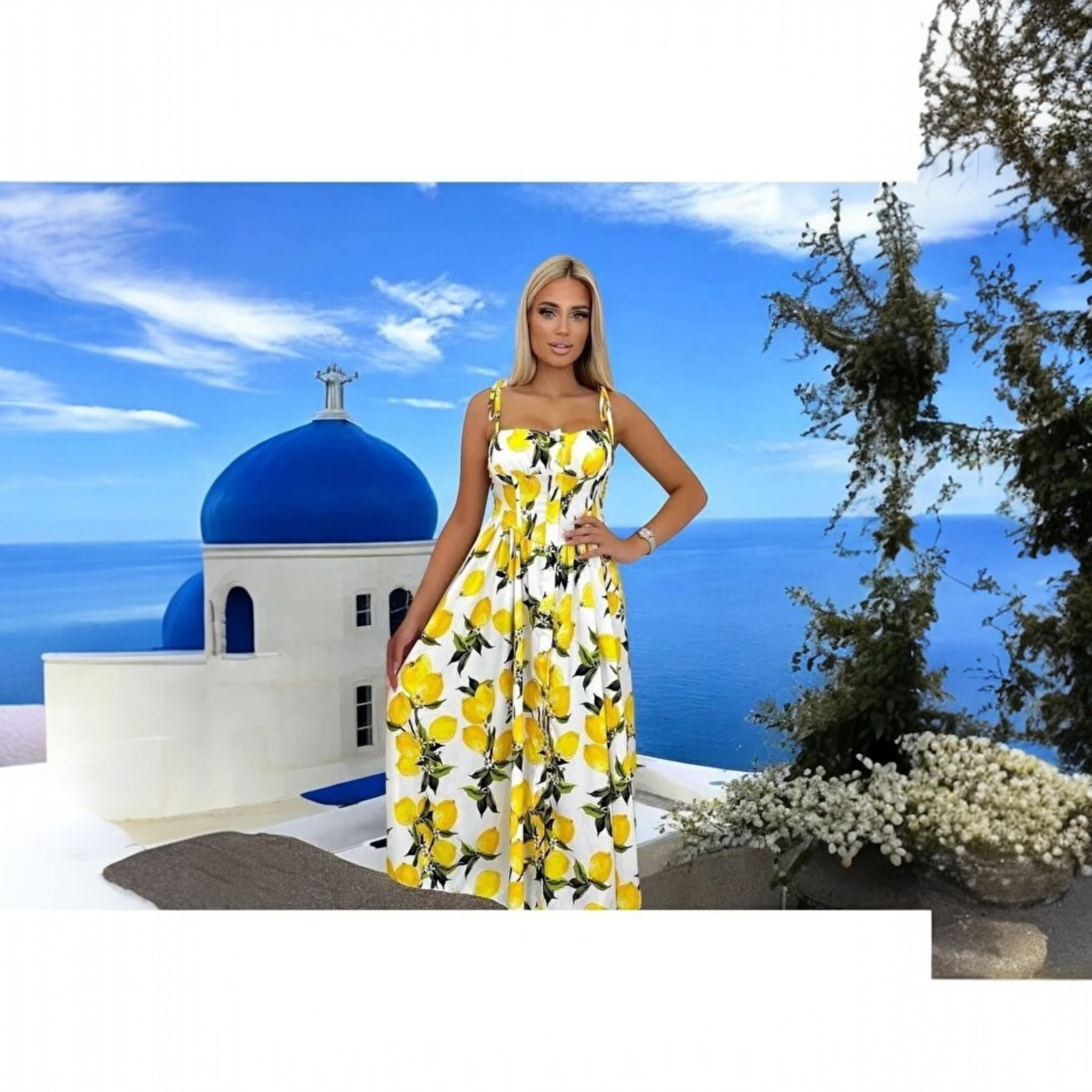 Rochie Damă Model Lemon Summer – Alb/Galben