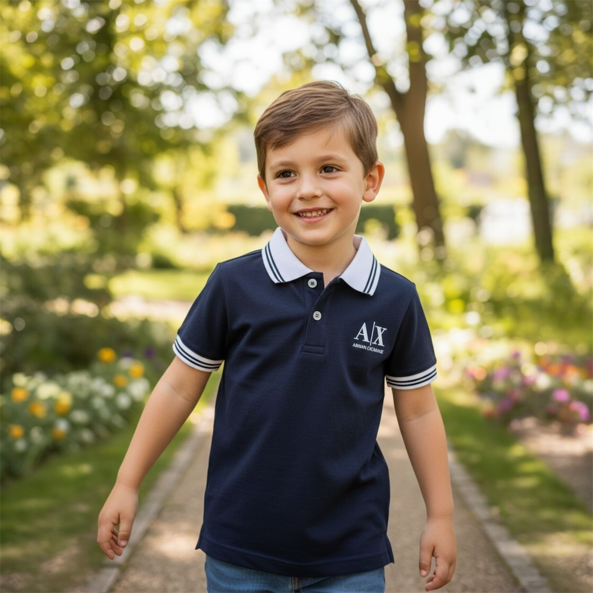 Tricou polo băieți bleumarin A|X – casual elegant