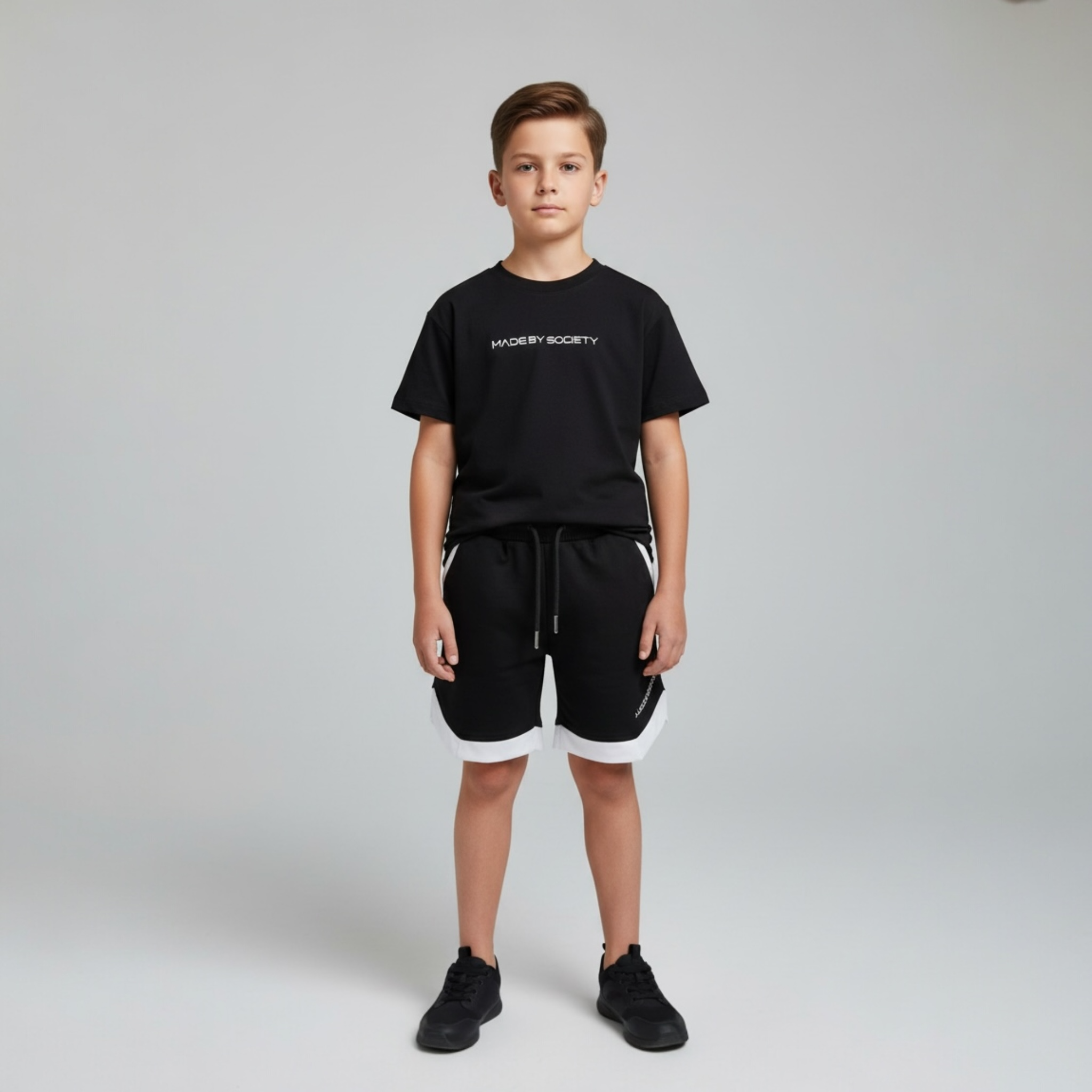 Set Tricou & Pantaloni Scurți Copii Model MBS Black