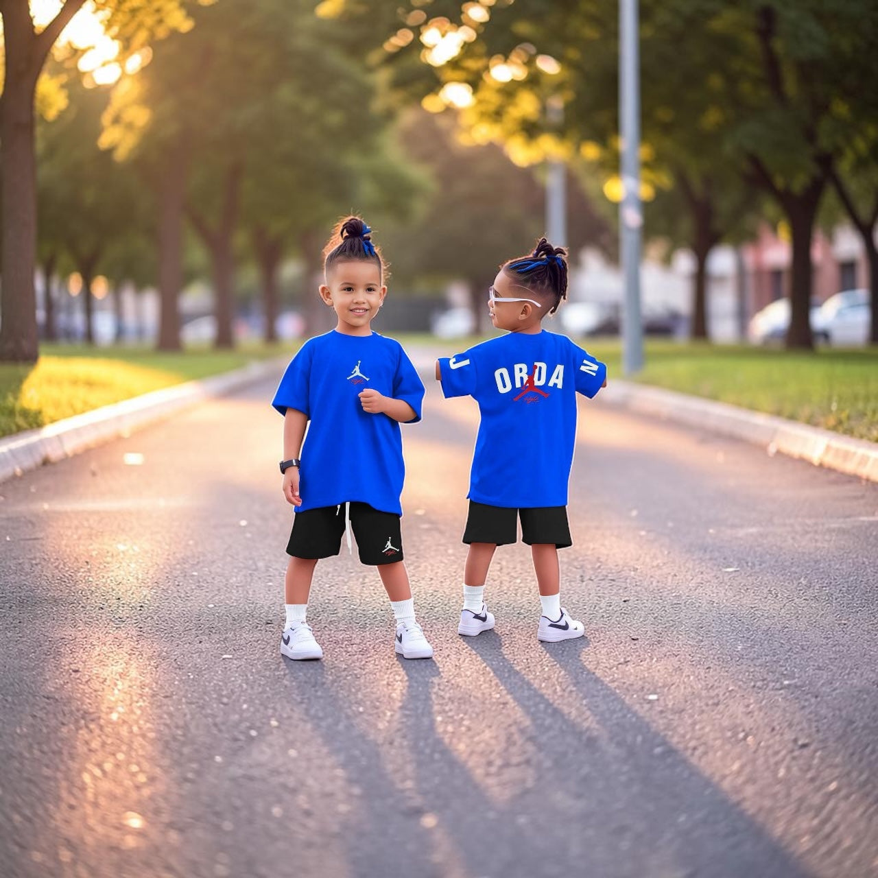 Set Tricou & Pantaloni Scurți Copii Model Jdn Blue