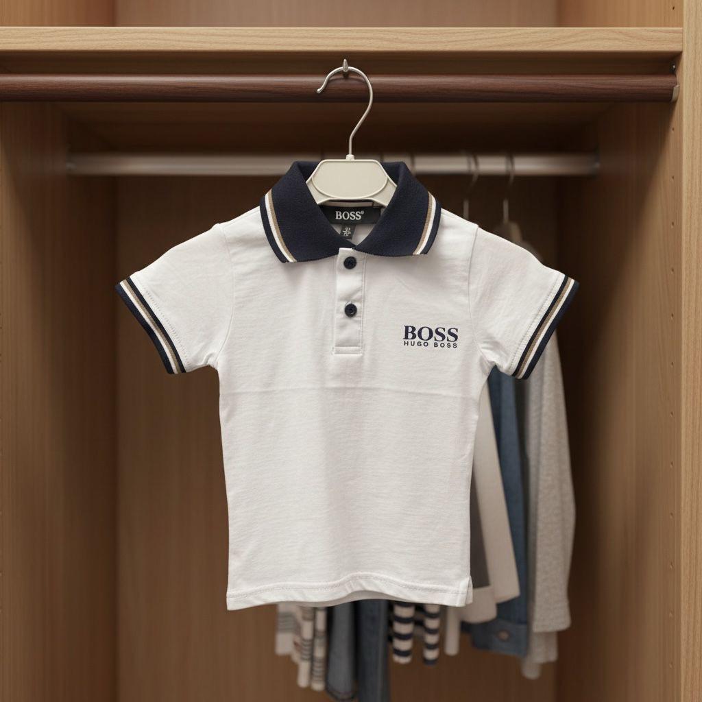 Tricou polo copii alb H-B
